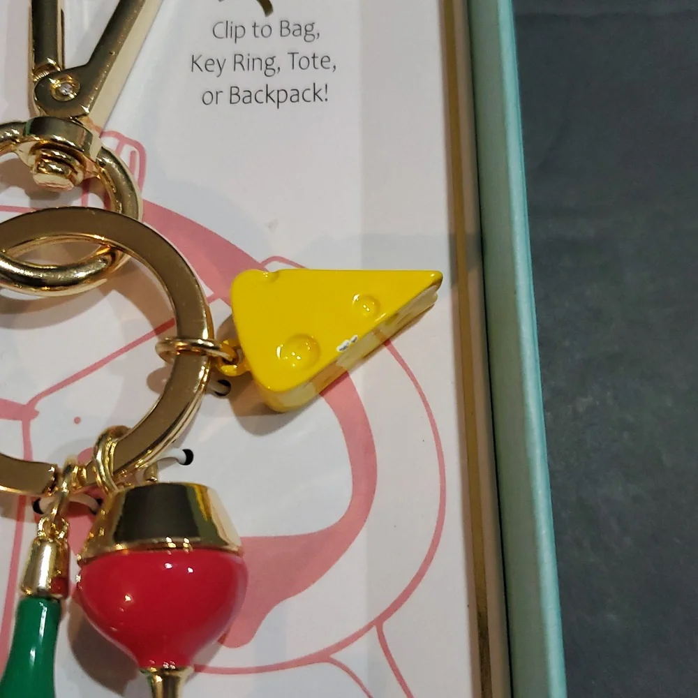 Wine cheese grapes brunch‎ bon vino theme keychain bag charm brand new